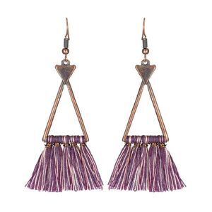Copper Purple Tassel Triangle Earrings NWT